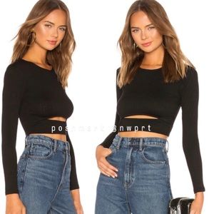 LOVERS + FRIENDS Clea Black Cutout Cut Out Crop Cropped Top Shirt L